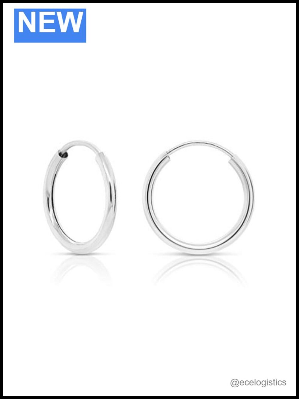 14k White Gold Thin Flexible Endless Hoop Earrings Cartilage